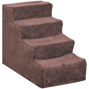 Hundetreppe 4 Stufig Abnehmbarer Bezug Für Kleine Hunde 44 Cm Braun