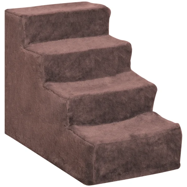 Hundetreppe 4 Stufig Abnehmbarer Bezug Für Kleine Hunde 44 Cm Braun