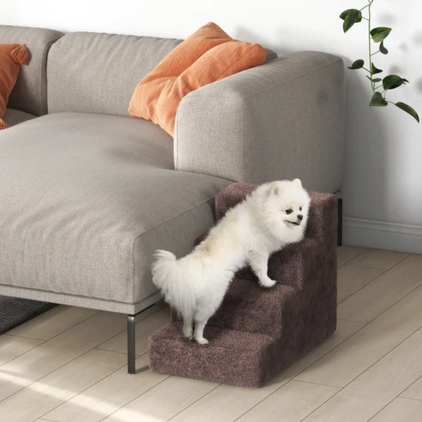 Hundetreppe 4 Stufig Abnehmbarer Bezug Für Kleine Hunde 44 Cm Braun