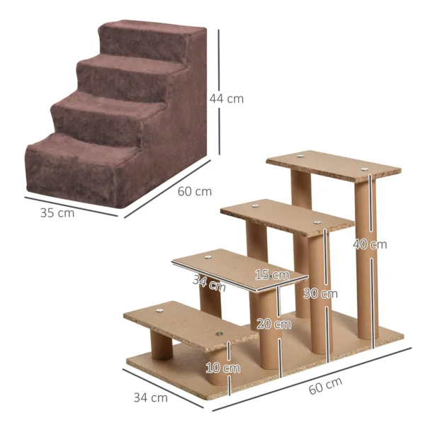 Hundetreppe 4 Stufig Abnehmbarer Bezug Für Kleine Hunde 44 Cm Braun