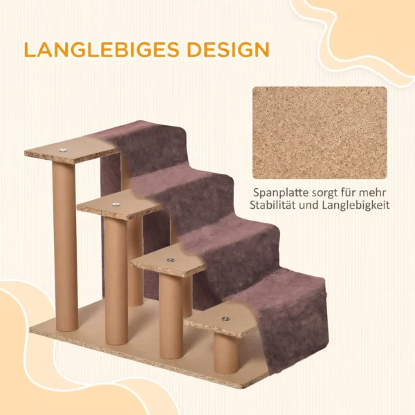 Hundetreppe 4 Stufig Abnehmbarer Bezug Für Kleine Hunde 44 Cm Braun
