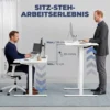 In Hoogte Verstelbare Bureau Met Geheugenfunctie, 2 Kabeldoorvoeren En LED display, Zit sta bureau, Wit