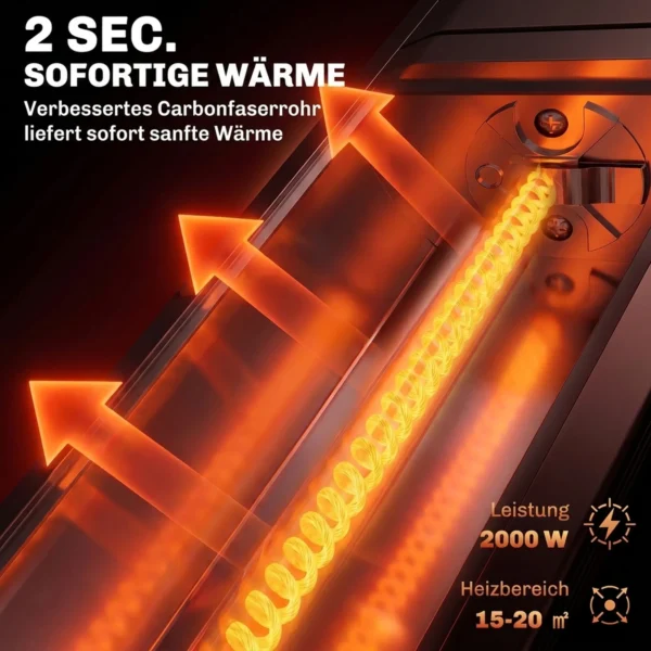 Infrarood Hangende Verwarmingstraler 2000W Carbonvezel Plafondverwarmingstraler Met App Touch & Afstandsbediening 9 Verwarmingsniveaus