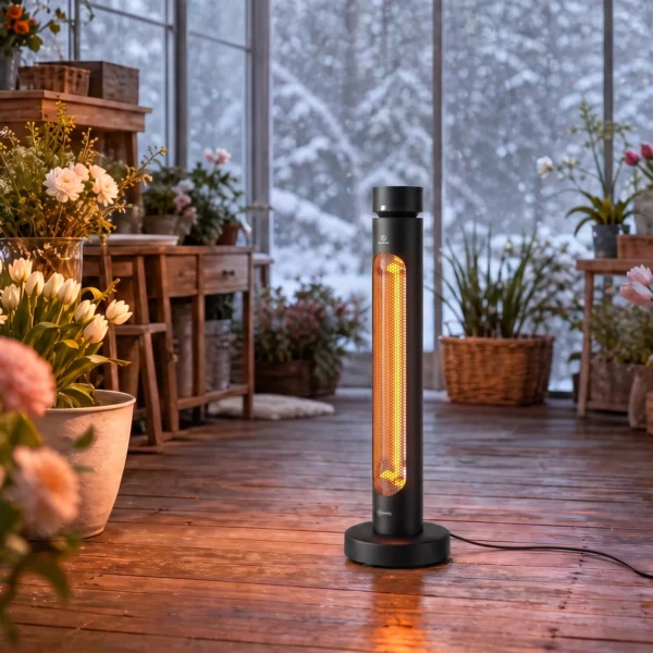 Infrarood Verwarmingstoestel 2000W Carbonvezel Oscillerende Staande Verwarming Met Afstandsbediening 8 Verwarmingsniveaus Beschermhoes