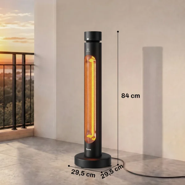 Infrarood Verwarmingstoestel 2000W Carbonvezel Oscillerende Staande Verwarming Met Afstandsbediening 8 Verwarmingsniveaus Beschermhoes