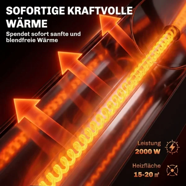 Infrarood Verwarmingstoestel 2000W Carbonvezel Oscillerende Staande Verwarming Met Afstandsbediening 8 Verwarmingsniveaus Beschermhoes