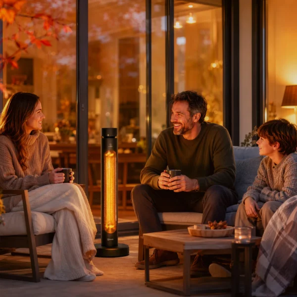 Infrarood Verwarmingstoestel 2000W Carbonvezel Oscillerende Staande Verwarming Met Afstandsbediening 8 Verwarmingsniveaus Beschermhoes