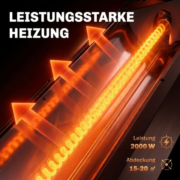 Infrarood Verwarmingstoestel 2000W Koolstofvezel Staande Verwarming Met Afstandsbediening 8 Verwarmingsniveaus Beschermhoes Timer Kantelbeveiliging