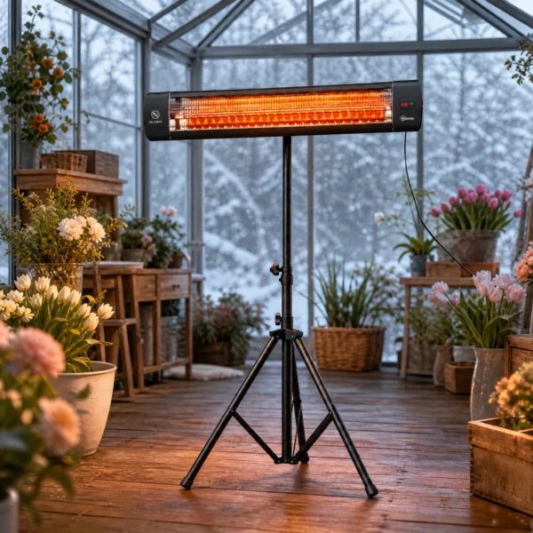Infrarood Verwarmingstoestel 2500W Terrasverwarmer Met Touch & Afstandsbediening 3 Verwarmingsniveaus Hoogteverstelbare Standvoet
