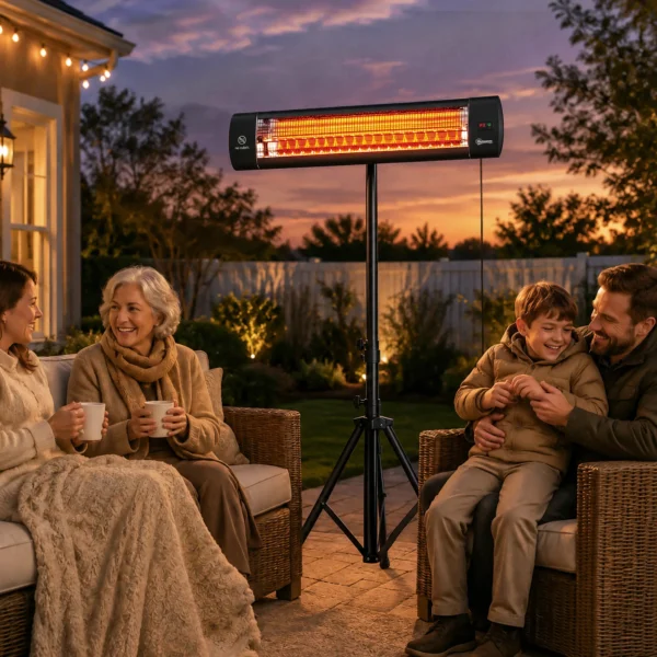 Infrarood Verwarmingstoestel 2500W Terrasverwarmer Met Touch & Afstandsbediening 3 Verwarmingsniveaus Hoogteverstelbare Standvoet