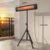 Infrarood Verwarmingstoestel 2500W Terrasverwarmer Met Touch & Afstandsbediening 3 Verwarmingsniveaus Hoogteverstelbare Standvoet