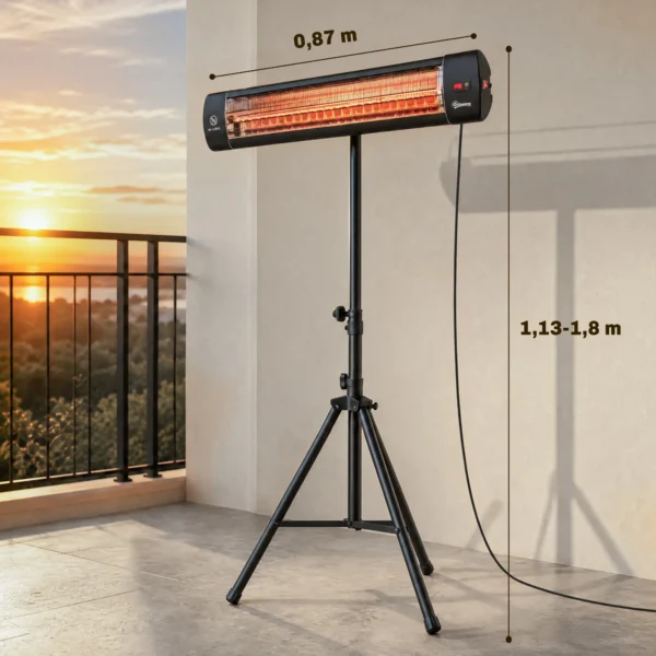 Infrarood Verwarmingstoestel 2500W Terrasverwarmer Met Touch & Afstandsbediening 3 Verwarmingsniveaus Hoogteverstelbare Standvoet