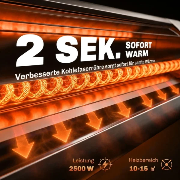 Infrarood Verwarmingstoestel 2500W Terrasverwarmer Met Touch & Afstandsbediening 3 Verwarmingsniveaus Hoogteverstelbare Standvoet