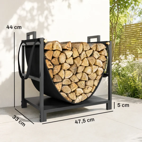Kaminholzregal 47,5 X 33 X 44cm Erhöhtes Brennholzregal Mit Canvas Tragetasche Bis 50 Kg Indoor Outdoor