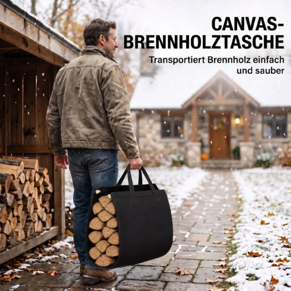 Kaminholzregal 47,5 X 33 X 44cm Erhöhtes Brennholzregal Mit Canvas Tragetasche Bis 50 Kg Indoor Outdoor