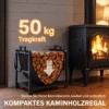 Kaminholzregal 47,5 X 33 X 44cm Erhöhtes Brennholzregal Mit Canvas Tragetasche Bis 50 Kg Indoor Outdoor