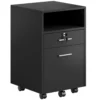 Kantoor Kast Rolcontainer, 2 Lades, Een Lade Afsluitbaar, 5 Wielen, Zwart, 40 X 40 X 65 Cm