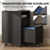 Kantoor Kast Rolcontainer, 2 Lades, Een Lade Afsluitbaar, 5 Wielen, Zwart, 40 X 40 X 65 Cm