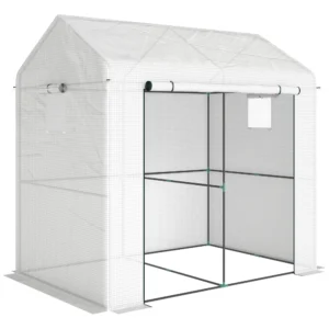 Kas Broeikas Koud Frame, Weerbestendig, Oprolbare Deur, 200 X 200 X 140 Cm, Wit, Donkergroen