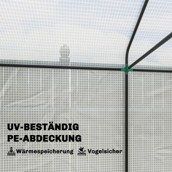 Kas Broeikas Koud Frame, Weerbestendig, Oprolbare Deur, 200 X 200 X 140 Cm, Wit, Donkergroen