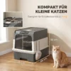 Kattenbak, 48L Kattenbak Met Deksel, Uitschuifbare Lade, Voor & Boven Uitgang Schep Voor Katten Tot 4 Kg