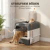 Kattenbak, 48L Kattenbak Met Deksel, Uitschuifbare Lade, Voor & Boven Uitgang Schep Voor Katten Tot 4 Kg
