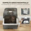 Kattenbak, 48L Kattenbak Met Deksel, Uitschuifbare Lade, Voor & Boven Uitgang Schep Voor Katten Tot 4 Kg