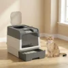 Kattenbak, 48L Kattenbak Met Deksel, Uitschuifbare Lade, Voor & Boven Uitgang Schep Voor Katten Tot 4 Kg