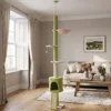 Kattenboom, Hol, Hangmat, Verstelbare Hoogte, Krabboom Met Stoffen Bekleding, Groen