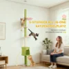 Kattenboom, Hol, Hangmat, Verstelbare Hoogte, Krabboom Met Stoffen Bekleding, Groen