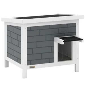 Kattenhuis Weerbestendige Kattenhut Van Hout Met Opklapbaar Dak Aluminium Isolatieplaten Asfaltdak 61x51x53,5 Cm