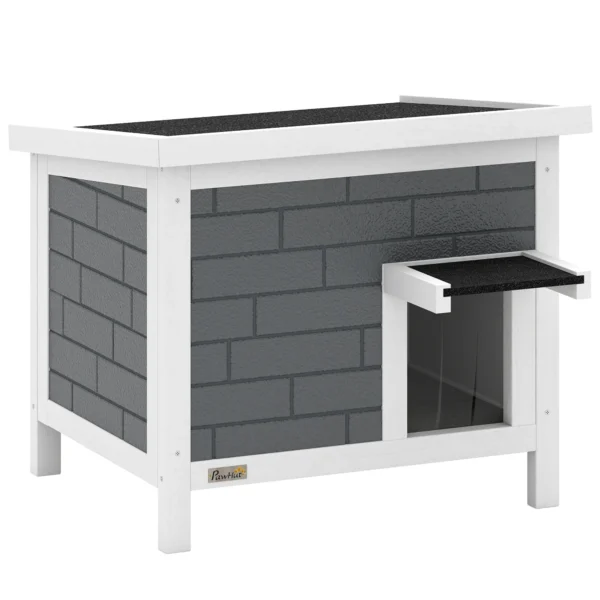 Kattenhuis Weerbestendige Kattenhut Van Hout Met Opklapbaar Dak Aluminium Isolatieplaten Asfaltdak 61x51x53,5 Cm