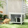 Kattenhuis Weerbestendige Kattenhut Van Hout Met Opklapbaar Dak Aluminium Isolatieplaten Asfaltdak 61x51x53,5 Cm