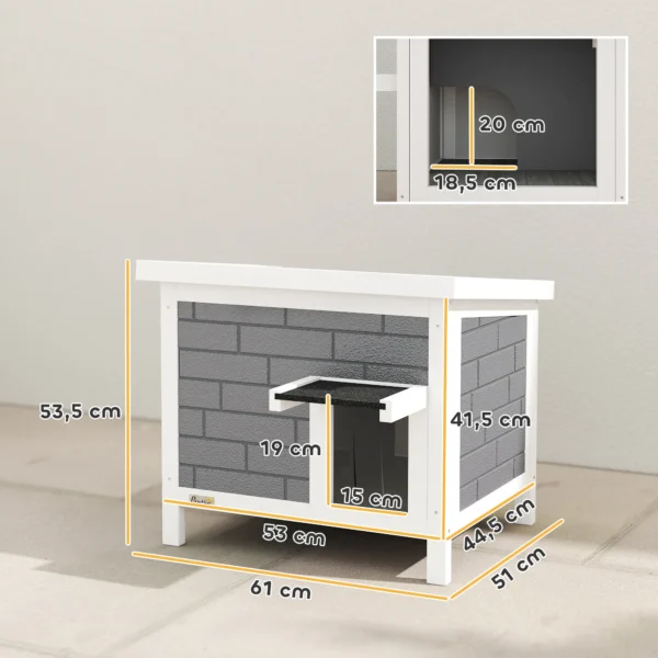 Kattenhuis Weerbestendige Kattenhut Van Hout Met Opklapbaar Dak Aluminium Isolatieplaten Asfaltdak 61x51x53,5 Cm