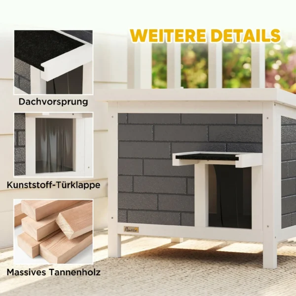 Kattenhuis Weerbestendige Kattenhut Van Hout Met Opklapbaar Dak Aluminium Isolatieplaten Asfaltdak 61x51x53,5 Cm