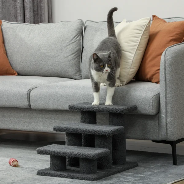 Kattentrap 3 Treden Huisdiertentrap Trap Voor Kat Huisdiertentrap 45 X 35 X 34 Cm Grijs