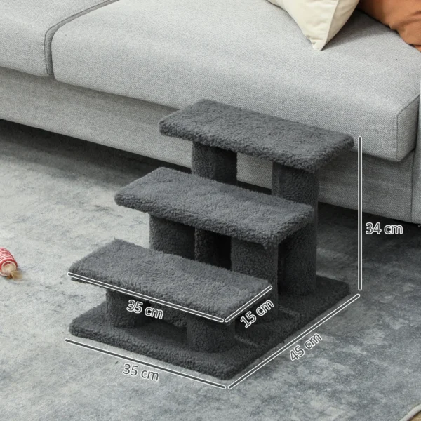 Kattentrap 3 Treden Huisdiertentrap Trap Voor Kat Huisdiertentrap 45 X 35 X 34 Cm Grijs