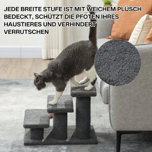 Kattentrap 3 Treden Huisdiertentrap Trap Voor Kat Huisdiertentrap 45 X 35 X 34 Cm Grijs