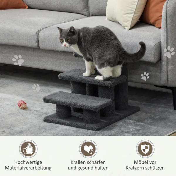 Kattentrap 3 Treden Huisdiertentrap Trap Voor Kat Huisdiertentrap 45 X 35 X 34 Cm Grijs