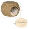 Katzenhaus Katzenkorb Katzenhöhle 2 Etagen Aus Geflochtener Kunstharz Rattanoptik Mit 1 Weichem Kissen Ø 40 X 30 Cm Hellbraun