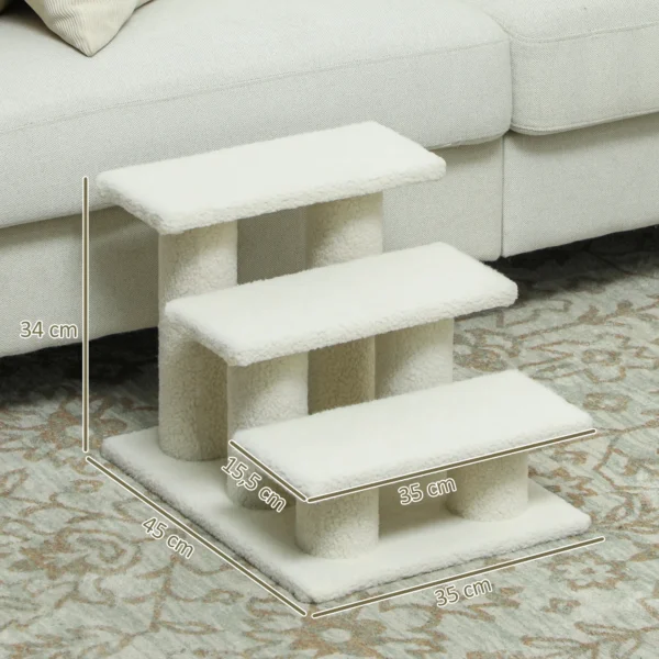 Katzentreppe 3 Stufen Tiertreppe Treppe Für Katze Haustiertreppe Plüsch 45 X 35 X 34 Cm Cm Beige