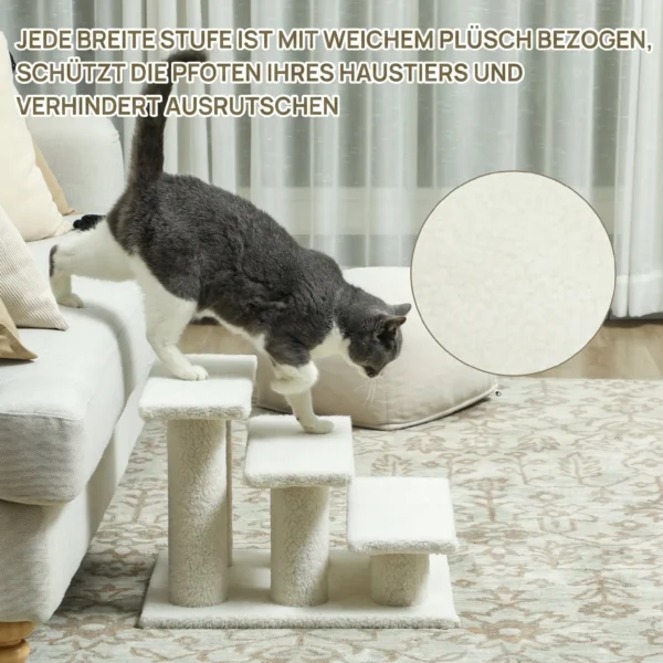 Katzentreppe 3 Stufen Tiertreppe Treppe Für Katze Haustiertreppe Plüsch 45 X 35 X 34 Cm Cm Beige