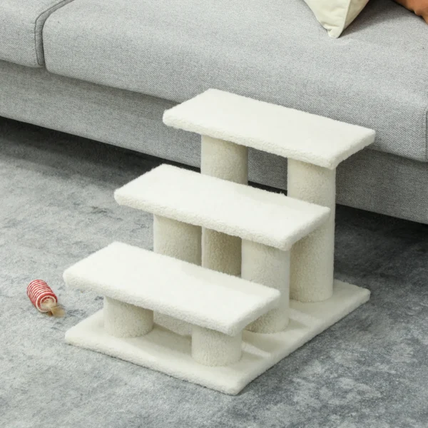Katzentreppe 3 Stufen Tiertreppe Treppe Für Katze Haustiertreppe Plüsch 45 X 35 X 34 Cm Cm Beige