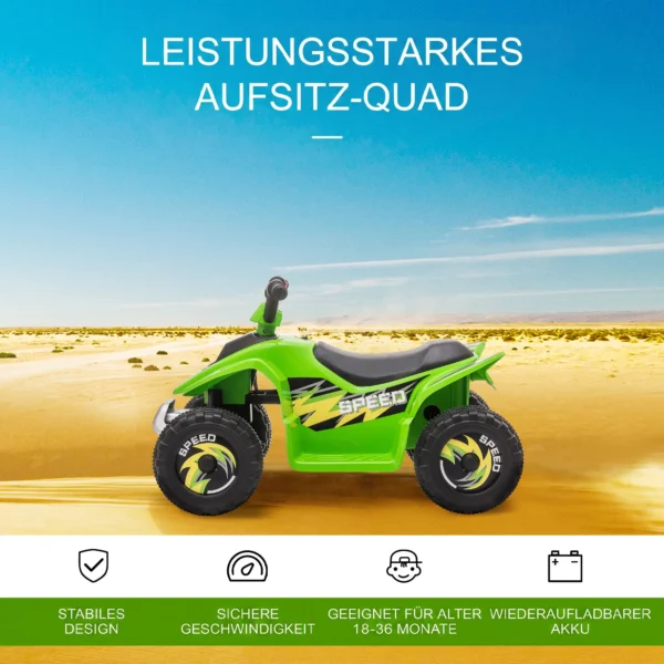 Kinder Quad Elektro 6V Kinderquad Mit Vorwärts , Rückwärtsfunktion Für Kinder 1,5 3 Jahre Bis 20 Kg Grün