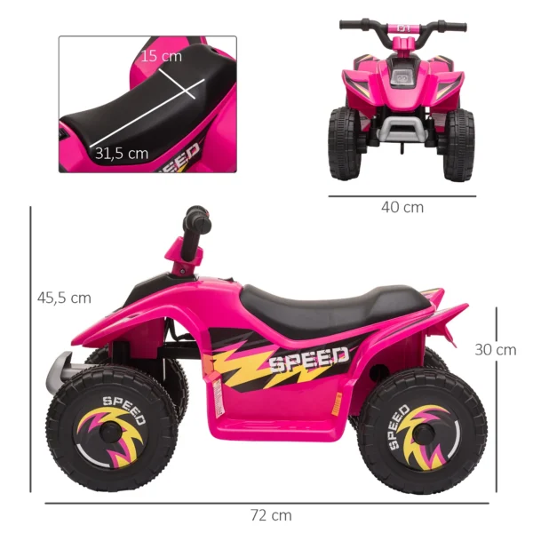 Kinder Quad Elektro 6V Kinderquad Mit Vorwärts , Rückwärtsfunktion Für Kinder 1,5 3 Jahre Bis 20 Kg Rosa