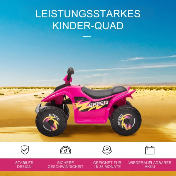 Kinder Quad Elektro 6V Kinderquad Mit Vorwärts , Rückwärtsfunktion Für Kinder 1,5 3 Jahre Bis 20 Kg Rosa