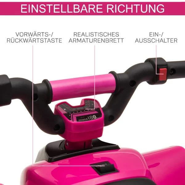 Kinder Quad Elektro 6V Kinderquad Mit Vorwärts , Rückwärtsfunktion Für Kinder 1,5 3 Jahre Bis 20 Kg Rosa