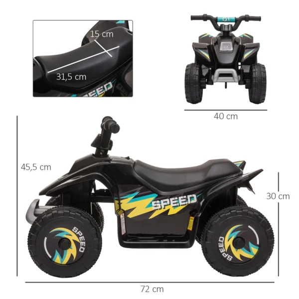 Kinder Quad Elektro 6V Kinderquad Mit Vorwärts , Rückwärtsfunktion Für Kinder 1,5 3 Jahre Bis 20 Kg Schwarz