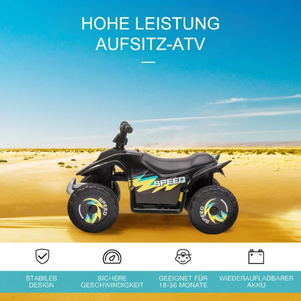 Kinder Quad Elektro 6V Kinderquad Mit Vorwärts , Rückwärtsfunktion Für Kinder 1,5 3 Jahre Bis 20 Kg Schwarz