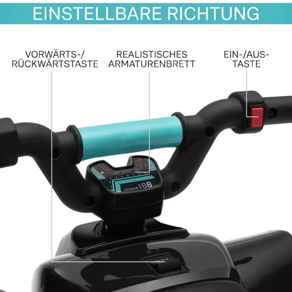 Kinder Quad Elektro 6V Kinderquad Mit Vorwärts , Rückwärtsfunktion Für Kinder 1,5 3 Jahre Bis 20 Kg Schwarz